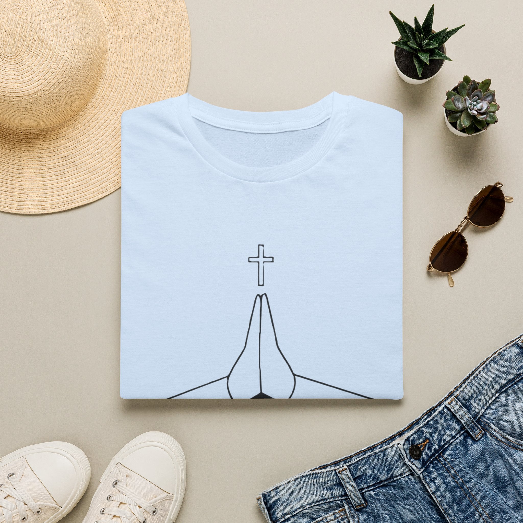 Prayer Hands T-Shirt — "Rooftop Prayer Warrior" Faith Graphic Tee