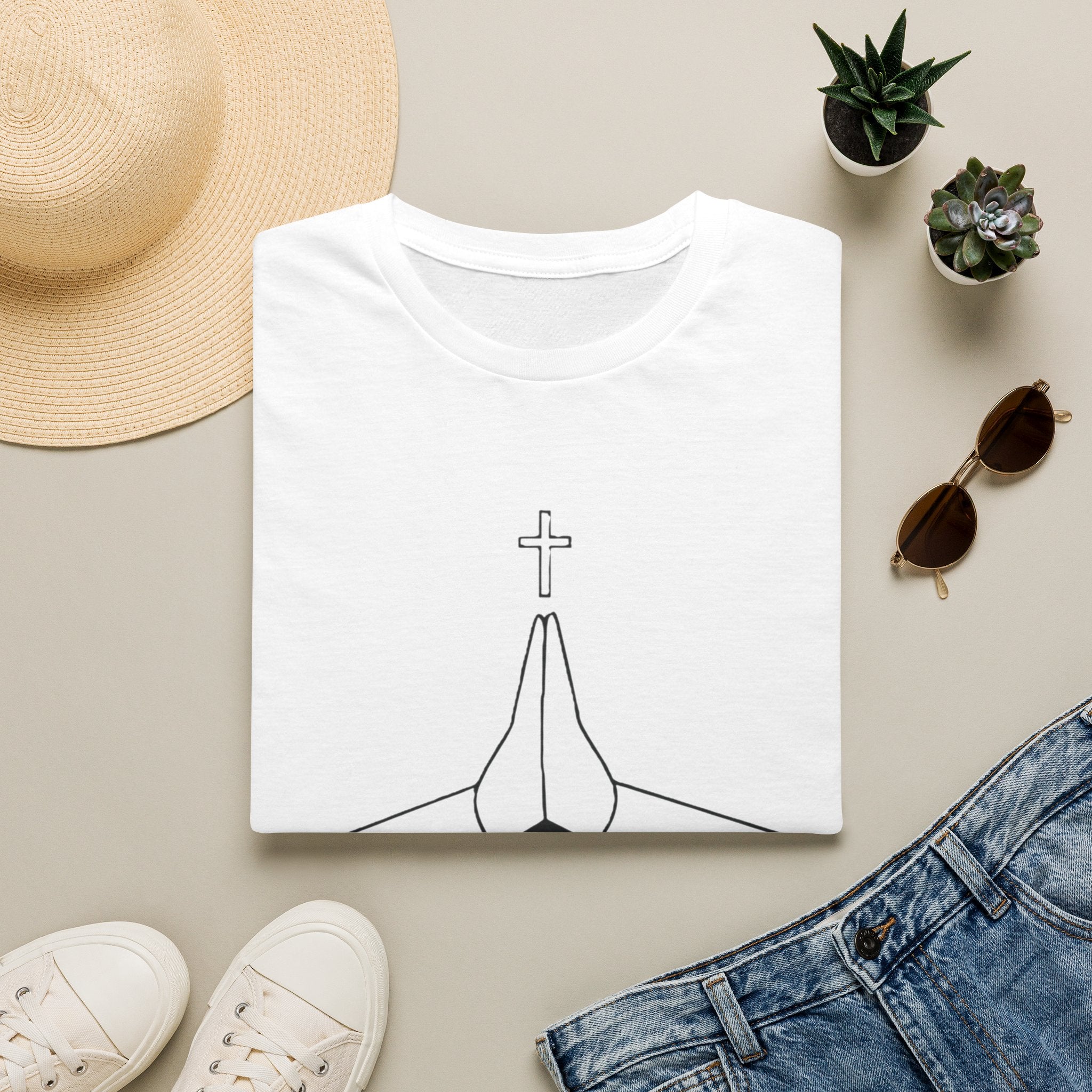 Prayer Hands T-Shirt — "Rooftop Prayer Warrior" Faith Graphic Tee