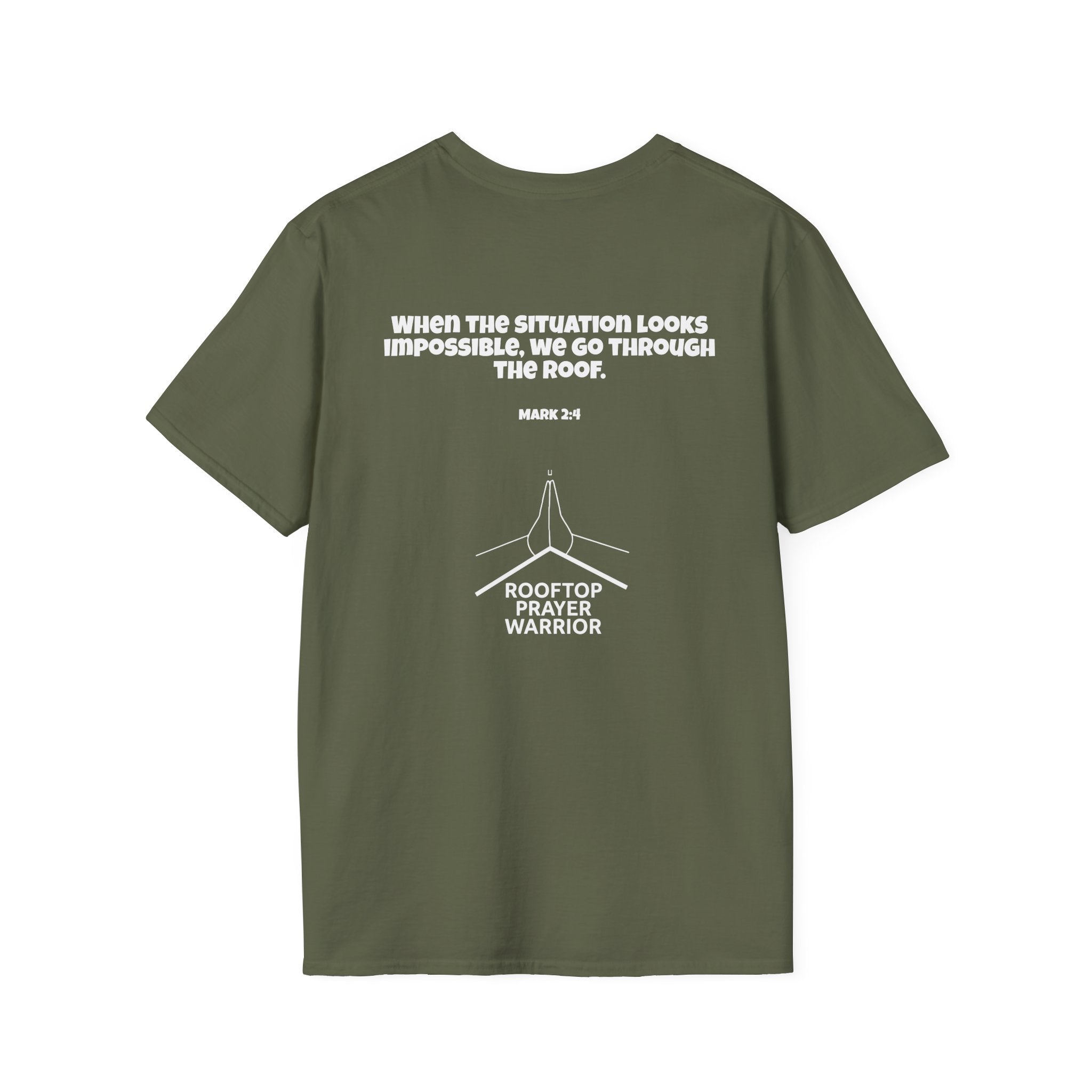 Rooftop Prayer Warrior T-Shirt — Bold Dark Colors