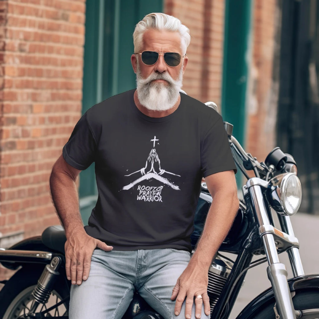 Rooftop Prayer Warrior Faith Graphic Tee — Christian T-Shirt for Men & Women