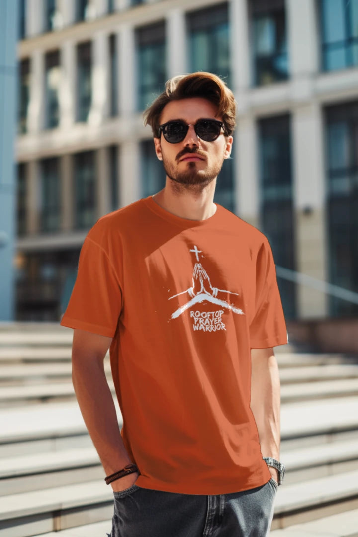 Rooftop Prayer Warrior Faith Graphic Tee — Christian T-Shirt for Men & Women
