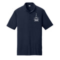Rooftop Prayer Warrior Christian performance polo in True Navy, front view